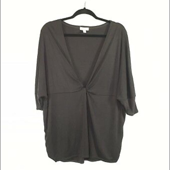 silence + noise Tops - Silence Noise Top Dark Front Twist Knot Shirt